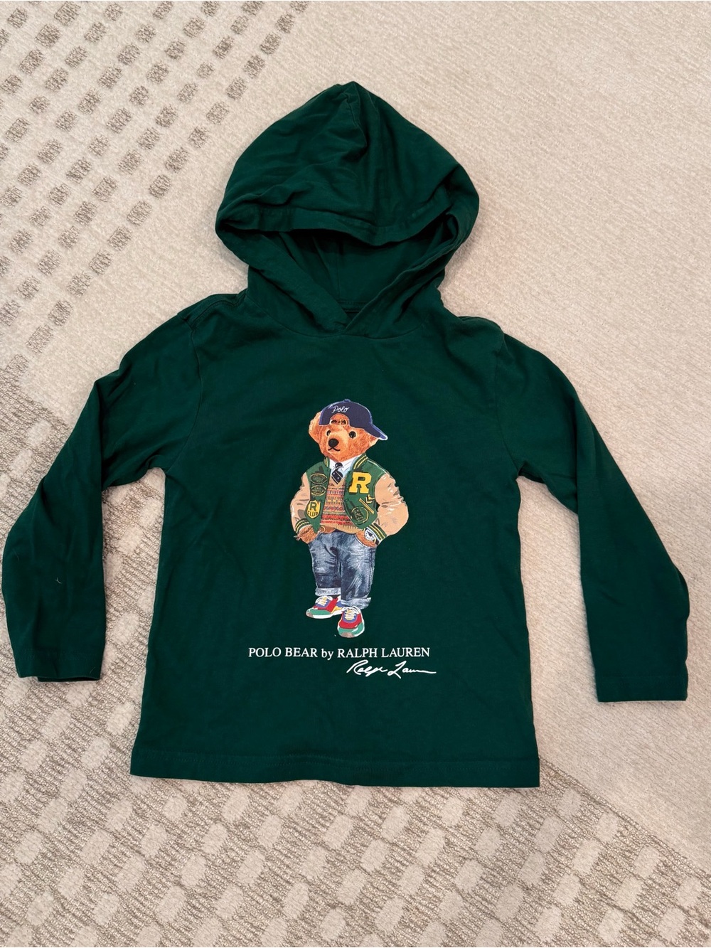 Polo Bear Cotton Jersey Hooded Tee, Boys 4, Green